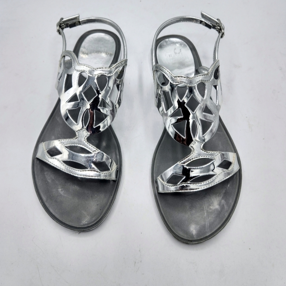 STUART WEITZMAN Gelfisher Laser-Cut Jelly Sandals In Graphite Size 8 - Picture 3 of 13